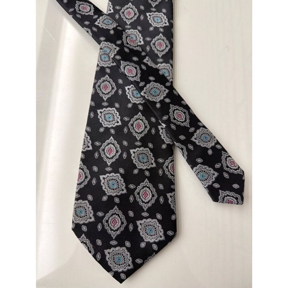 Yves SaintโLaurent Textured Silk Mandala Print Men's Necktie
